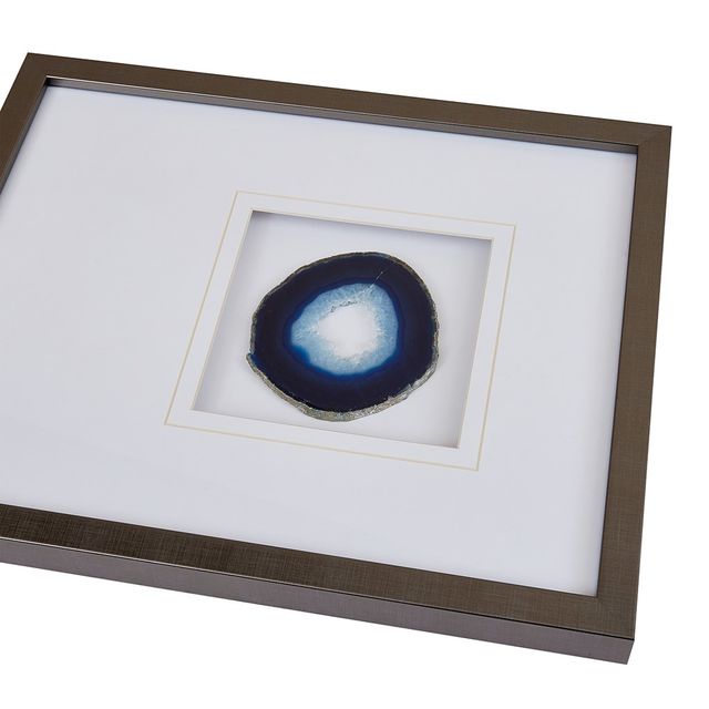 Olliix by Madison Park Natural Agate Blue 100% Real Stone Framed Graphic-1