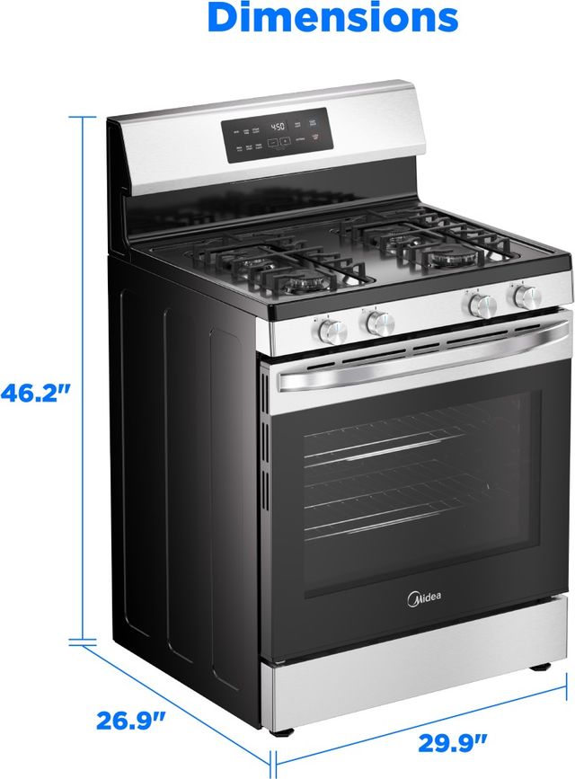 Midea® 30" Stainless Steel Freestanding Gas Range-2