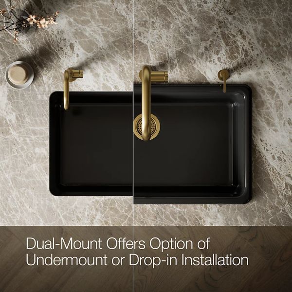 KOHLER® Iron/Tones® Black 33" Top/Undermount Single-Bowl Kitchen Sink-4