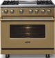 Viking® 5 Series 36" Golden Hour Pro Style Dual Fuel (NG) Range with Brushed Brass Trim-2
