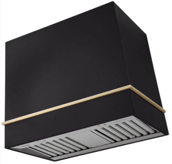 AGA Loge 36" Matte Black Wall Mounted Range Hood with Brushed Brass Trim-0