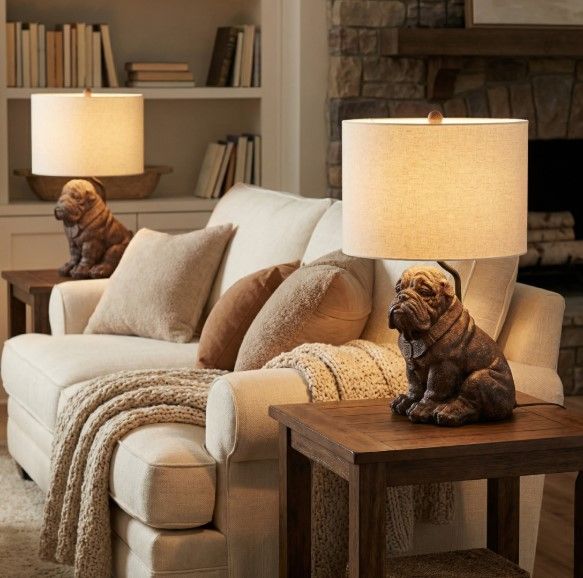 Crestview Collection Bulldog 2-Piece Brown Table Lamp Set-2