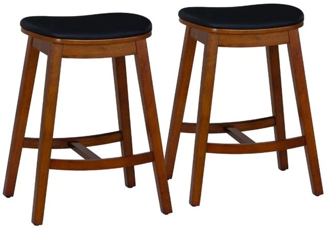 Linon Cappy 2-Piece Brown Upholstered Counter Stool Set-0
