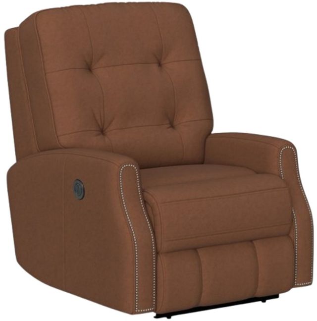 Flexsteel® Customizable Devon Leather Power Recliner with Nailhead Trim-2