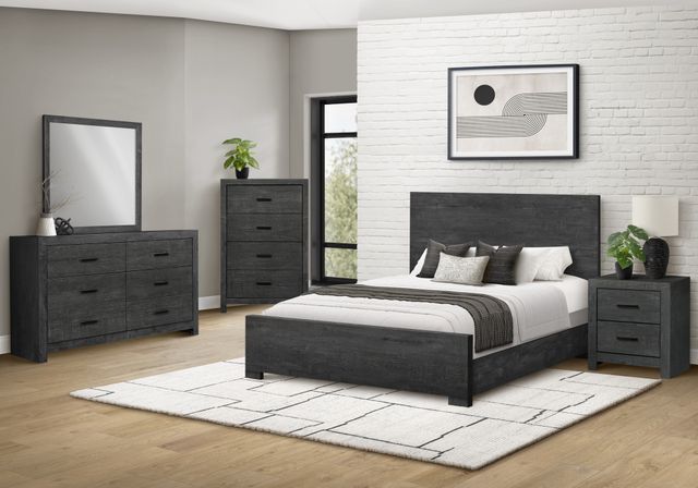 Monarch Specialties Inc. Graphite Grey Queen Panel Bed-1