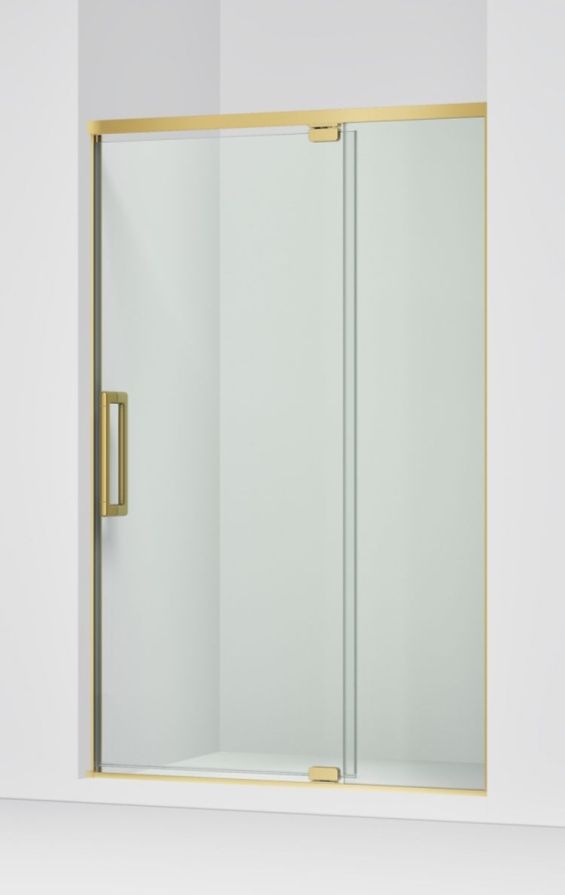 KOHLER Statement™ Vibrant Brushed Moderne Brass 76" x 48" - 54" Pivot Shower Door-0