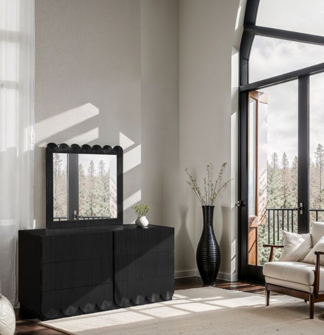 Meridian Furniture Scallop Black Mirror-4