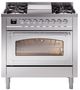 Ilve® Nostalgie II Noblesse 36'' Stainless Steel Pro Style Dual Fuel Range with Chrome Trim-0