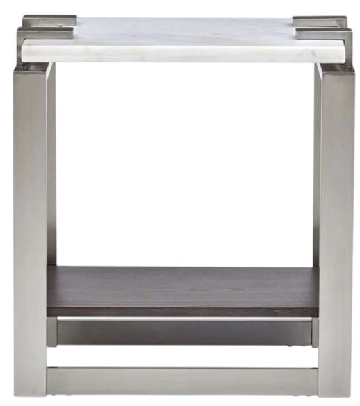 Magnussen Home® Paradox Pearl White Rectangular Accent Table with Platinum Frame -3