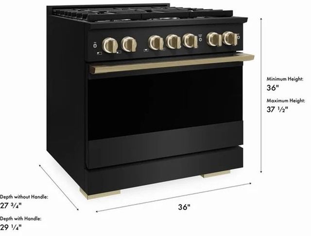 ZLINE Marino 36" Black Stainless Steel Pro Style Gas Range with Champagne Bronze Accents-2