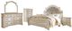 Signature Design by Ashley® Realyn 5-Piece Chipped White King Upholstered Panel Bed Set-0