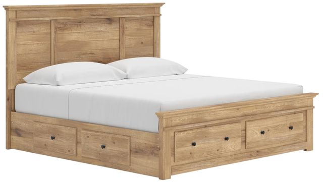 Signature Design by Ashley® Makidern Tan King Panel Bed with 6-Drawer Storage-0