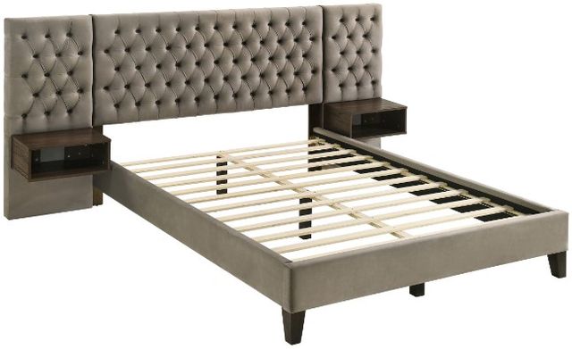 Coaster® Marley Light Brown Eastern King Upholstered Platform Bed with Headboard Panels -3
