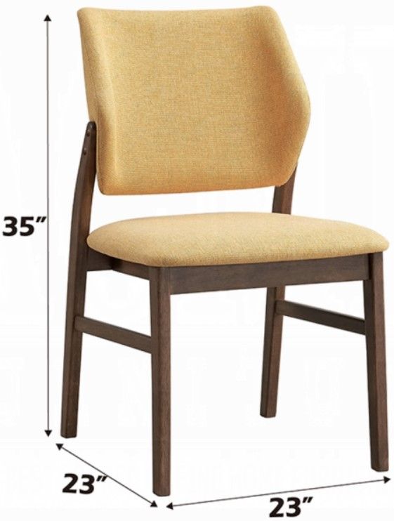 ACME Furniture Sarha 2-Piece Yellow/Walnut Upholstered Dining Side Chair Set-2
