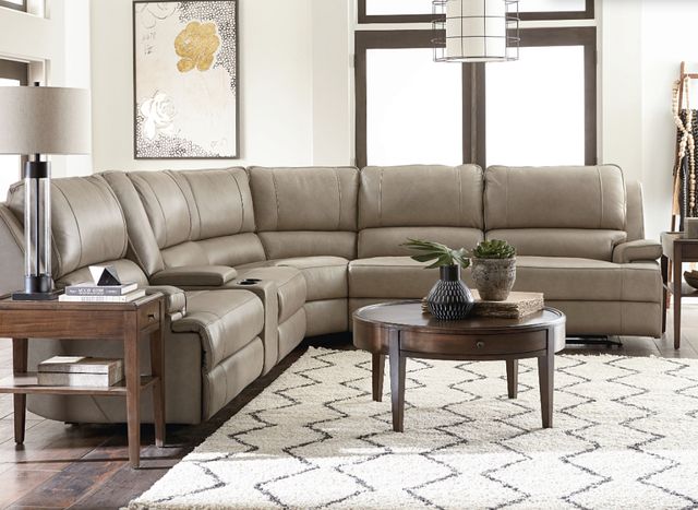 Bassett® Furniture Club Level Parsons 6-Piece Flax L-Shape Power Reclining Sectional-1