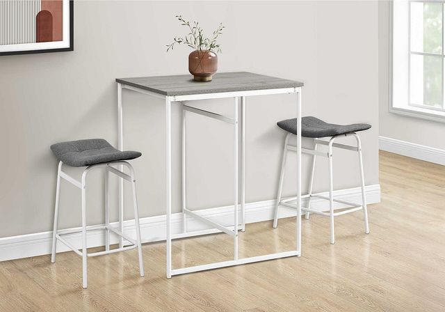 Monarch Specialties Inc. 2-Piece Grey/White 24" Upholstered Counter Height Stools Set-3