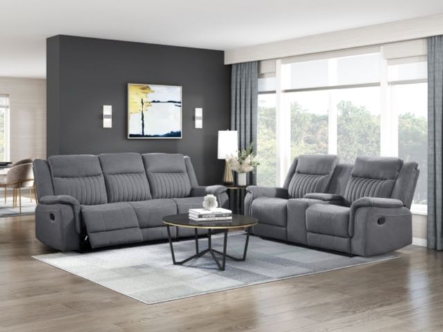 Homelegance® Dean Gray Double Manual Reclining Sofa-1