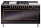 Ilve® Nostalgie II Noblesse 60'' Glossy Black Pro Style Dual Fuel Range with Burnished Trim-0