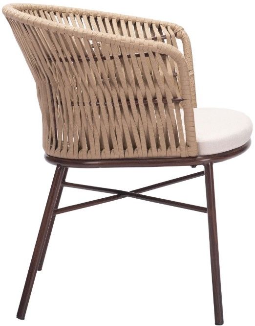 Zuo® Modern Freycinet 2-Piece Brown/Natural Steel Outdoor Dining Arm Chair Set-2