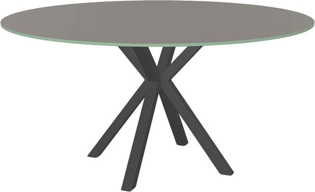 Amisco Customizable Asterisk 60" Round Dining Table with 0.5" Taupe Glass Top-0