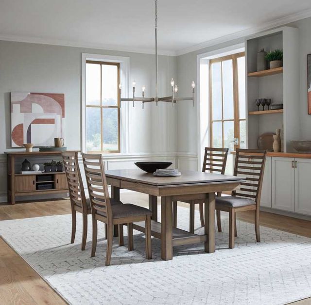 Liberty Furniture Brook Bay 5-Piece Sandstone Trestle Dining Set-1