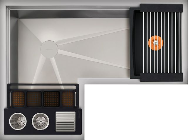 The Galley® Graphite Wood Composite / Graphite Resin+ Ideal Corner WashStation™ 3X4C with Four Tool Wash Kit-0