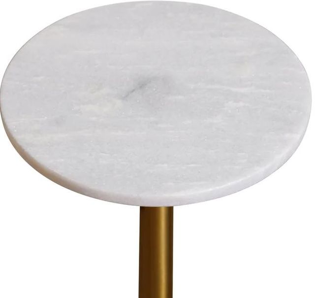 StyleCraft White Marble Top Drink Table with Black and Brushed Bronze Base-1
