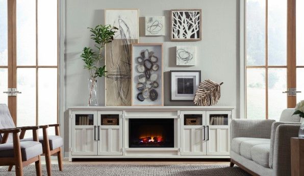 aspenhome® Finnegan White 98" Fireplace Console-2