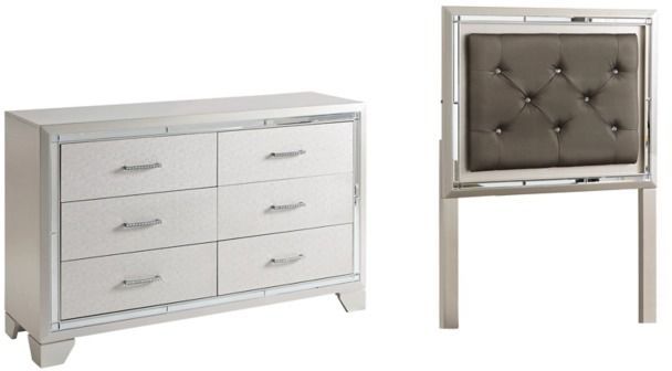 Signature Design by Ashley® Lonnix 2-Piece Silver Twin Upholstered Panel Headboard Bed Set-0