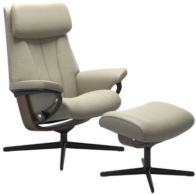 Stressless® by Ekornes® Customizable Paul Medium Cross Base Manual Recliner with Ottoman-0