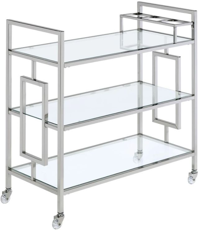 Elements International Ezra Chrome Serving Bar Cart-0