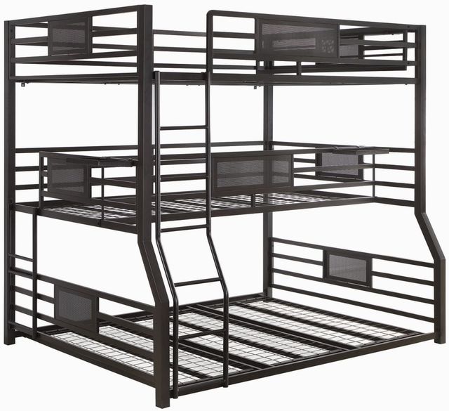 Coaster® Rogen Dark Bronze Triple Full/Twin XL/Queen Bunk Bed -1