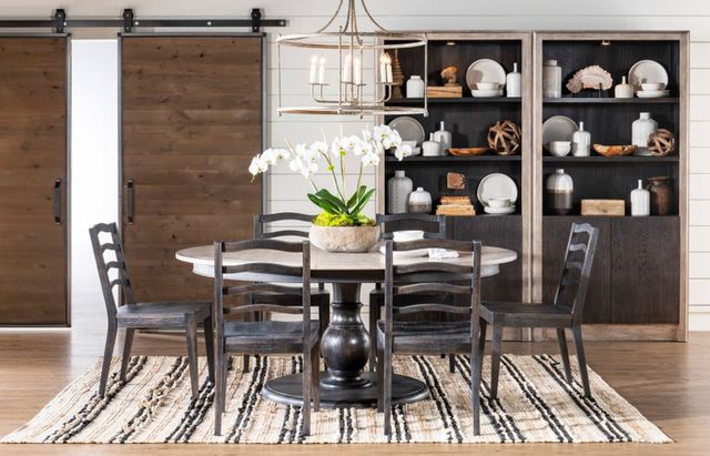 Legacy Classic Halifax Flax Round Dining Table with Java Base-1