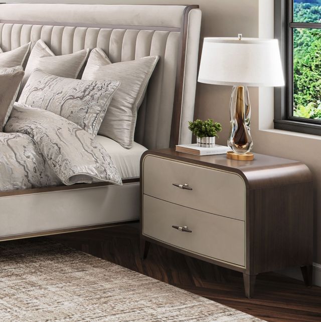 Michael Amini® Houston Walnut 2-Drawer Nightstand-1