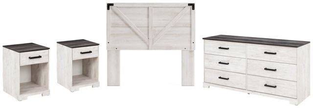 Signature Design by Ashley® Shawburn 4-Piece Whitewash/Charcoal Gray Full Panel Headboard Bed Set-0