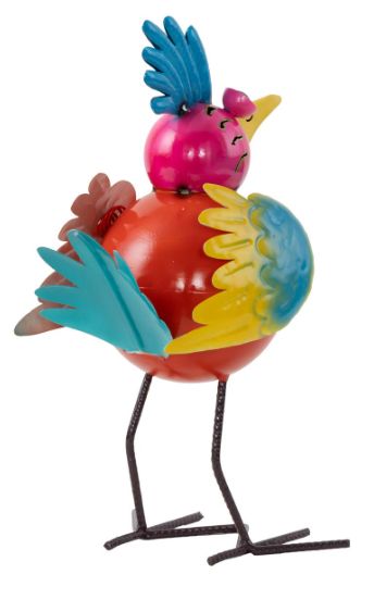 Deco Marche Multi-Colored Bird Decorative Garden Sculpture with Gold Accents and Abstract Cutouts-3