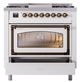 Ilve® Nostalgie II Noblesse 36'' White Pro Style Dual Fuel Range with Burnished Trim-3