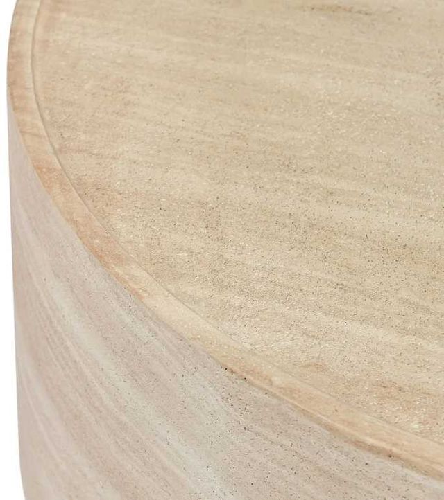 Classic Home Mckenna Travertine Stone 32" Outdoor Round Coffee Table-2