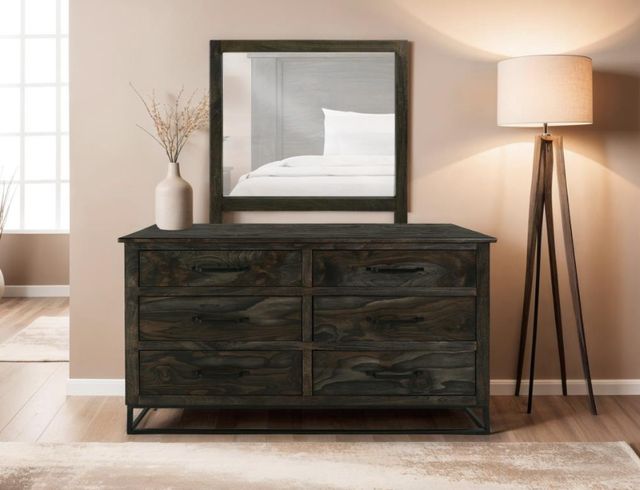 International Furniture Direct Teak Stained Dark Dresser-1