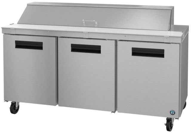 Hoshizaki 72" 18 Cu. Ft. Stainless Steel Three Section Sandwich Prep Table Refrigerator-2
