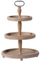 A & B Home Natural Brown Round Three-Tiered Wooden Display Tray-0