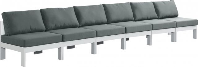 Meridian Furniture Nizuc 6-Piece Gray/White Aluminum/Fabric Outdoor Patio Armless Modular Sectional-0