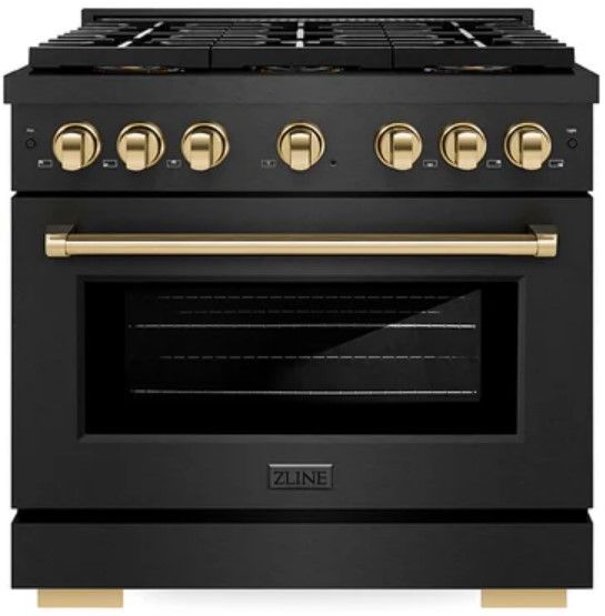 ZLINE Paramount 36" 5.2 cu. ft. Black Satin Stainless Steel Paramount Dual Fuel Range with 6 Burner DuoPro™ Cooktop and Electric Convection Oven-0