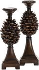 Crestview Collection Pine Bluff 2-Piece Brown Candleholder Set-4