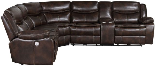 Coaster® Sycamore Dark Brown Upholstered Power Reclining Sectional Sofa-0