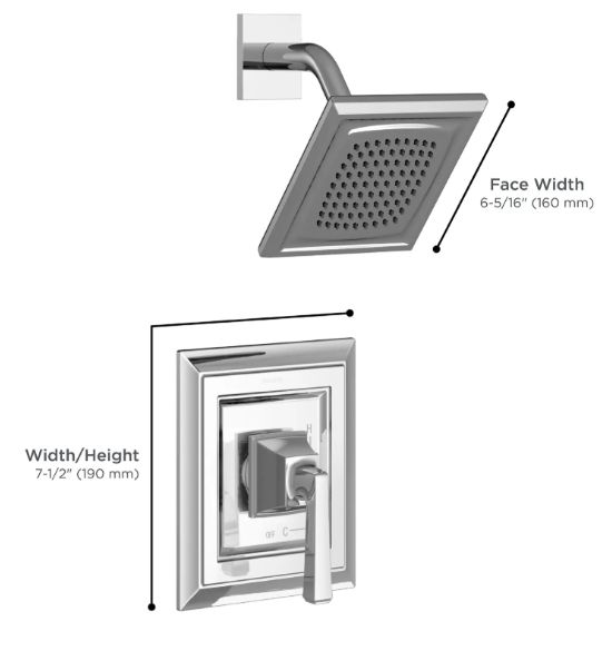 American Standard Town Square® S Polished Chrome Shower Only Trim Kit with Pressure Balance Cartridge-2