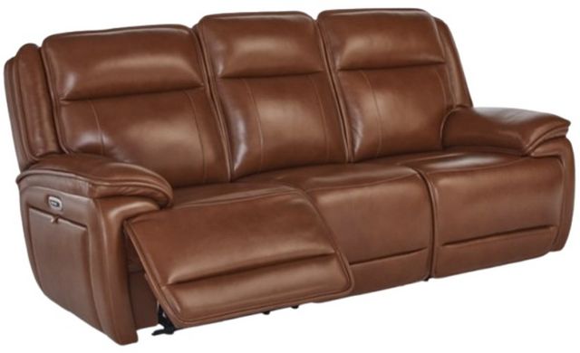 Signature Design by Ashley® Healy Pier Chocolate Leather Power Reclining Sofa with Adjustable Headrest