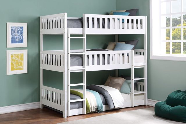 Mazin Furniture Galen White Twin Triple Bunk Bed-2