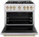 ZLINE Autograph Edition 36". 5.2 cu. ft. Dual Fuel Range with 6 Burner DuoPro™ Cooktop and Electric Convection Oven in Satin Stainless Steel and Champagne Bronze Accents -1