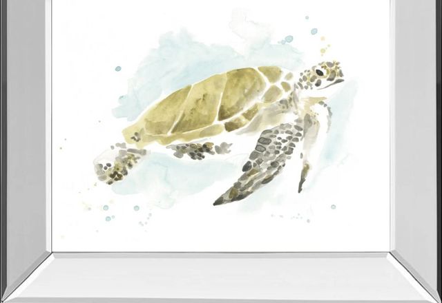 Classy Art Watercolor Sea Turtle Study I by June Erica Vess Mirror Framed Wall Art-1
